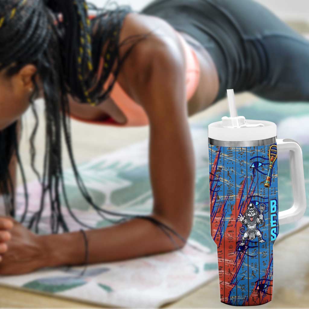 Bes Tumbler With Handle Ancient Egyptian Hieroglyphs and Sacred Symbols Ancient Myth - African Pride