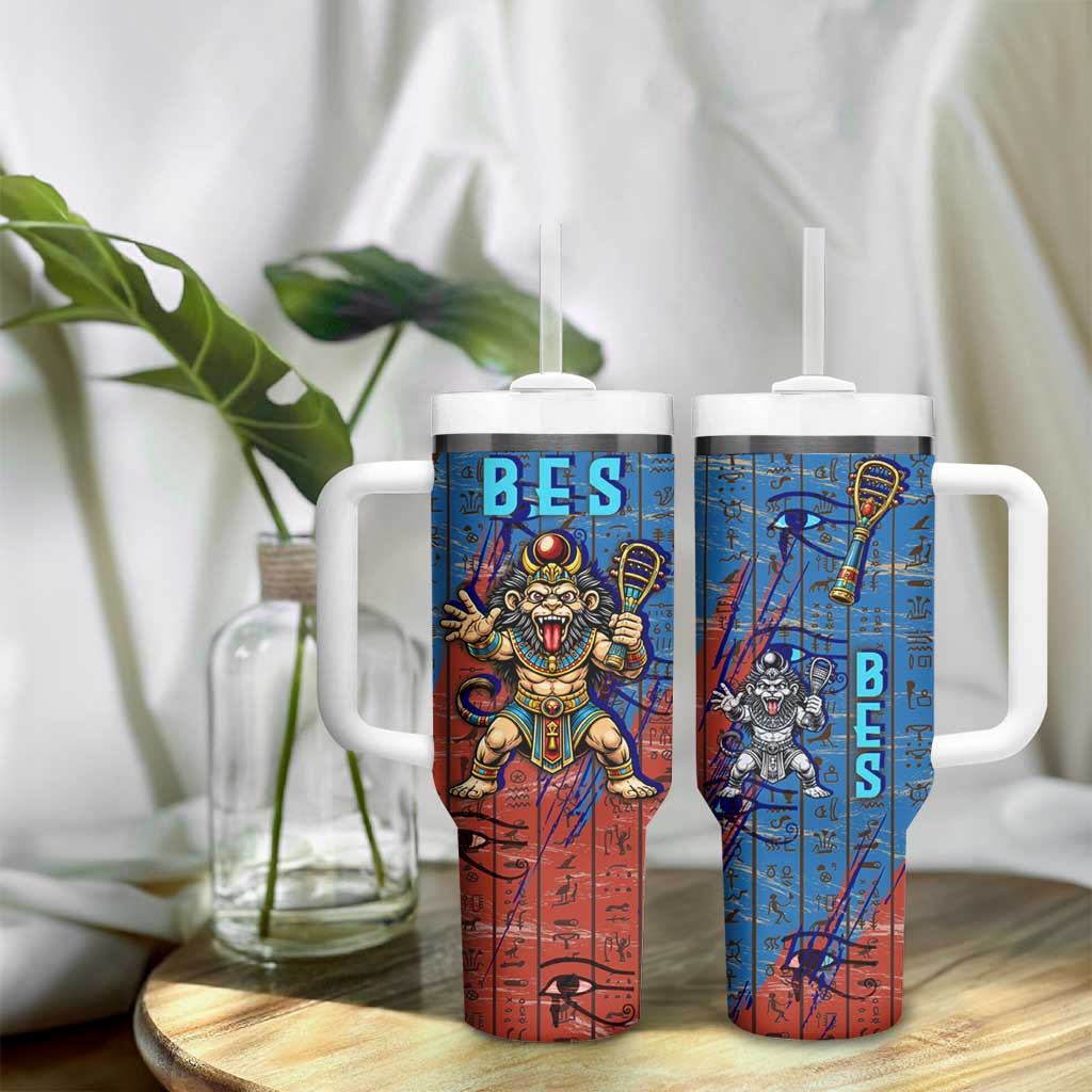 Bes Tumbler With Handle Ancient Egyptian Hieroglyphs and Sacred Symbols Ancient Myth - African Pride