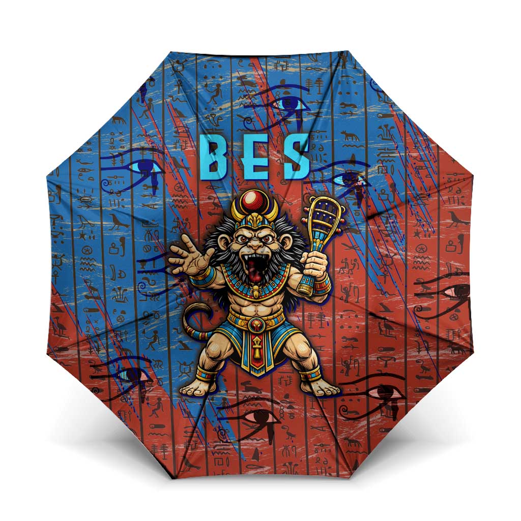Bes Umbrella Ancient Egyptian Hieroglyphs and Sacred Symbols Ancient Myth - African Pride