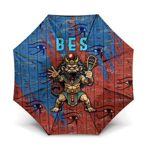 Bes Umbrella Ancient Egyptian Hieroglyphs and Sacred Symbols Ancient Myth - African Pride