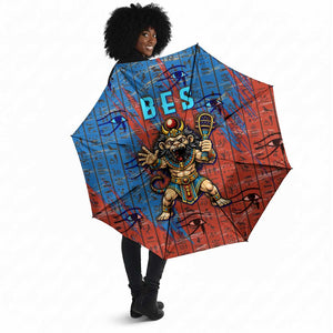 Bes Umbrella Ancient Egyptian Hieroglyphs and Sacred Symbols Ancient Myth - African Pride