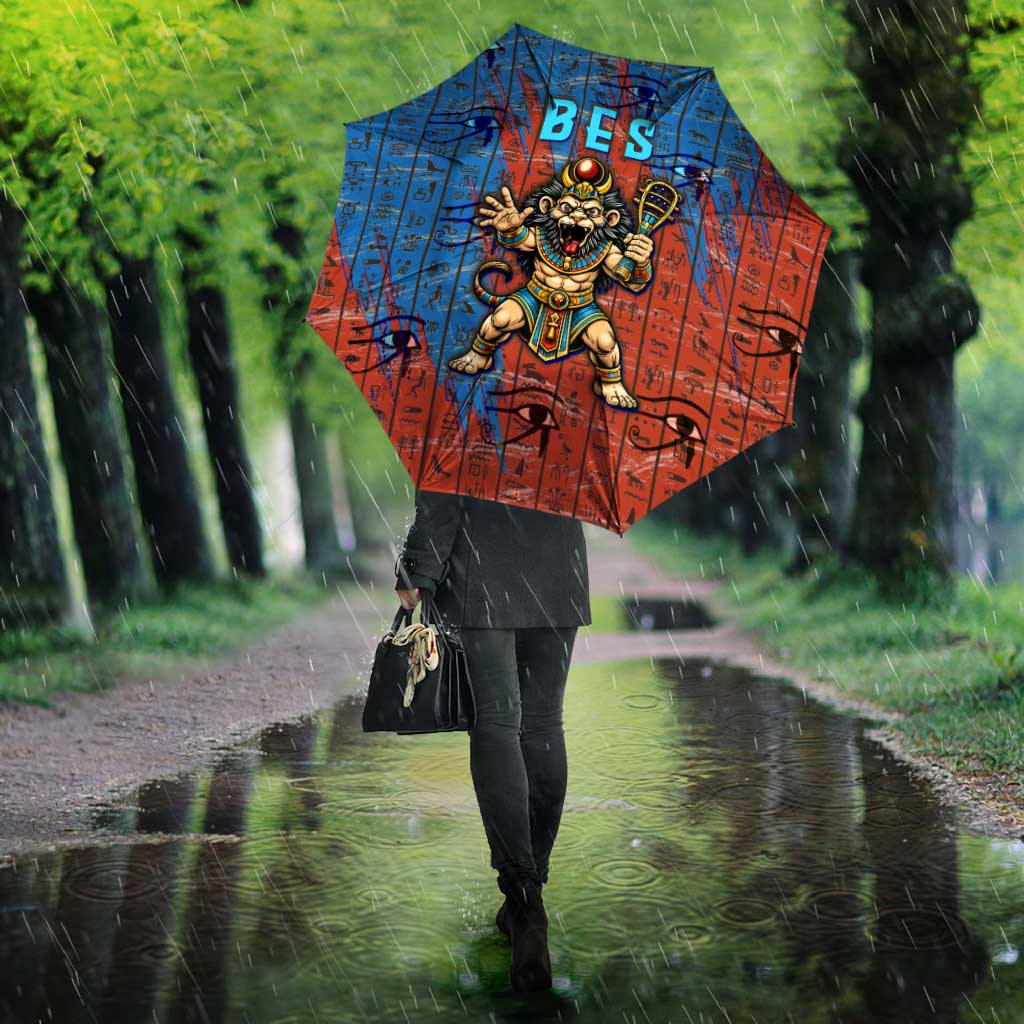 Bes Umbrella Ancient Egyptian Hieroglyphs and Sacred Symbols Ancient Myth - African Pride