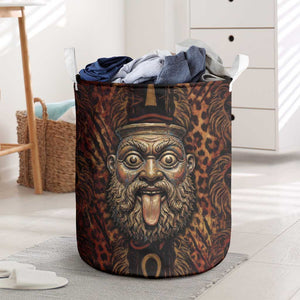 Bes Ancient Egyptian Laundry Basket with Leopard Print Ankh and Eye of Horus Egyptian Deity Tribute - African Pride