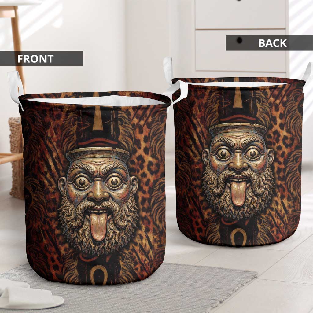 Bes Ancient Egyptian Laundry Basket with Leopard Print Ankh and Eye of Horus Egyptian Deity Tribute - African Pride