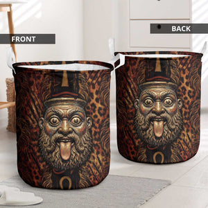Bes Ancient Egyptian Laundry Basket with Leopard Print Ankh and Eye of Horus Egyptian Deity Tribute - African Pride