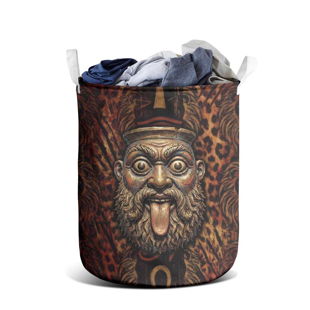 Bes Ancient Egyptian Laundry Basket with Leopard Print Ankh and Eye of Horus Egyptian Deity Tribute - African Pride