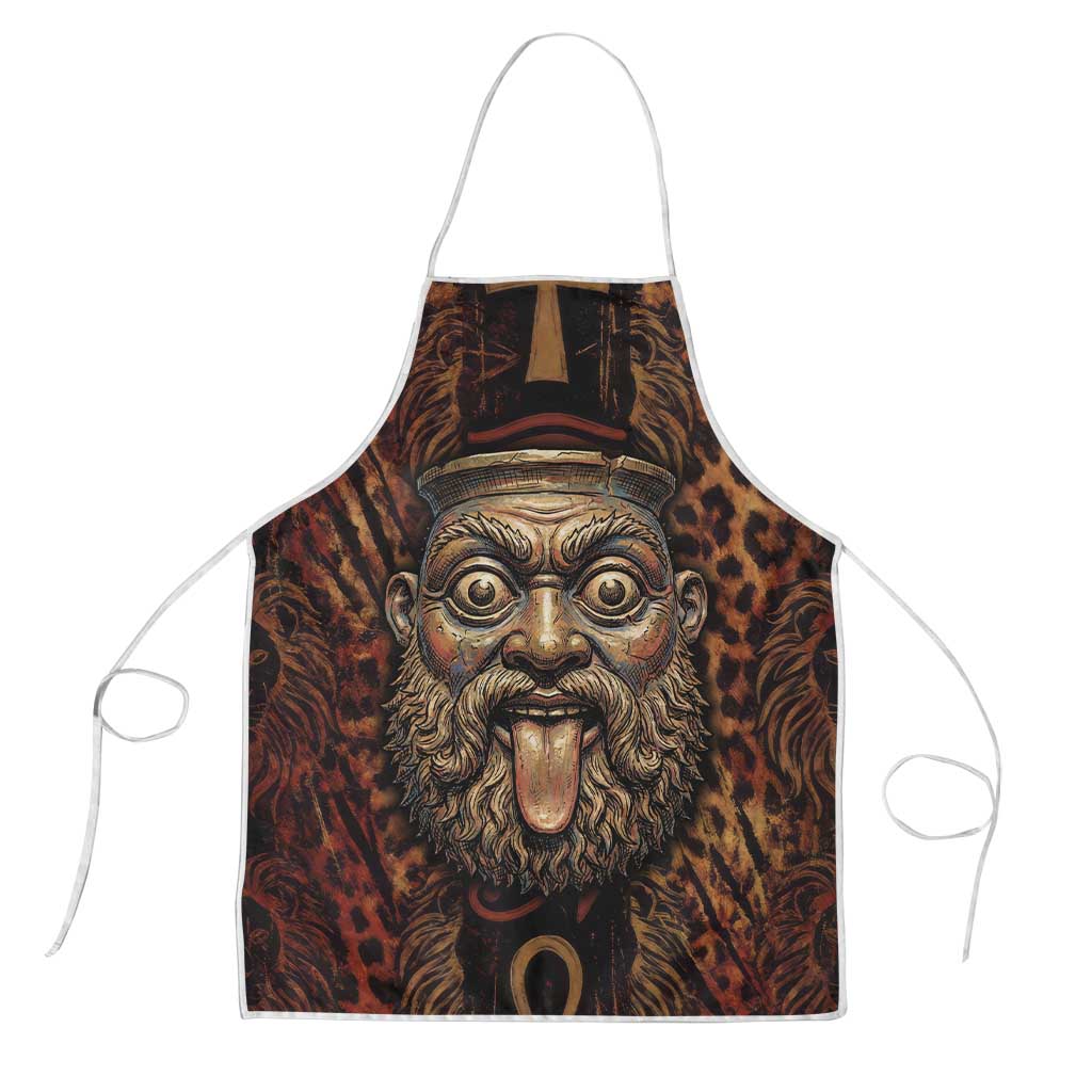 Bes Ancient Egyptian Apron with Leopard Print Ankh and Eye of Horus Egyptian Deity Tribute - African Pride