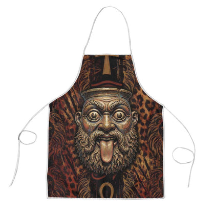 Bes Ancient Egyptian Apron with Leopard Print Ankh and Eye of Horus Egyptian Deity Tribute - African Pride