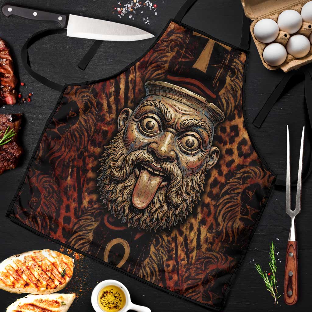 Bes Ancient Egyptian Apron with Leopard Print Ankh and Eye of Horus Egyptian Deity Tribute - African Pride
