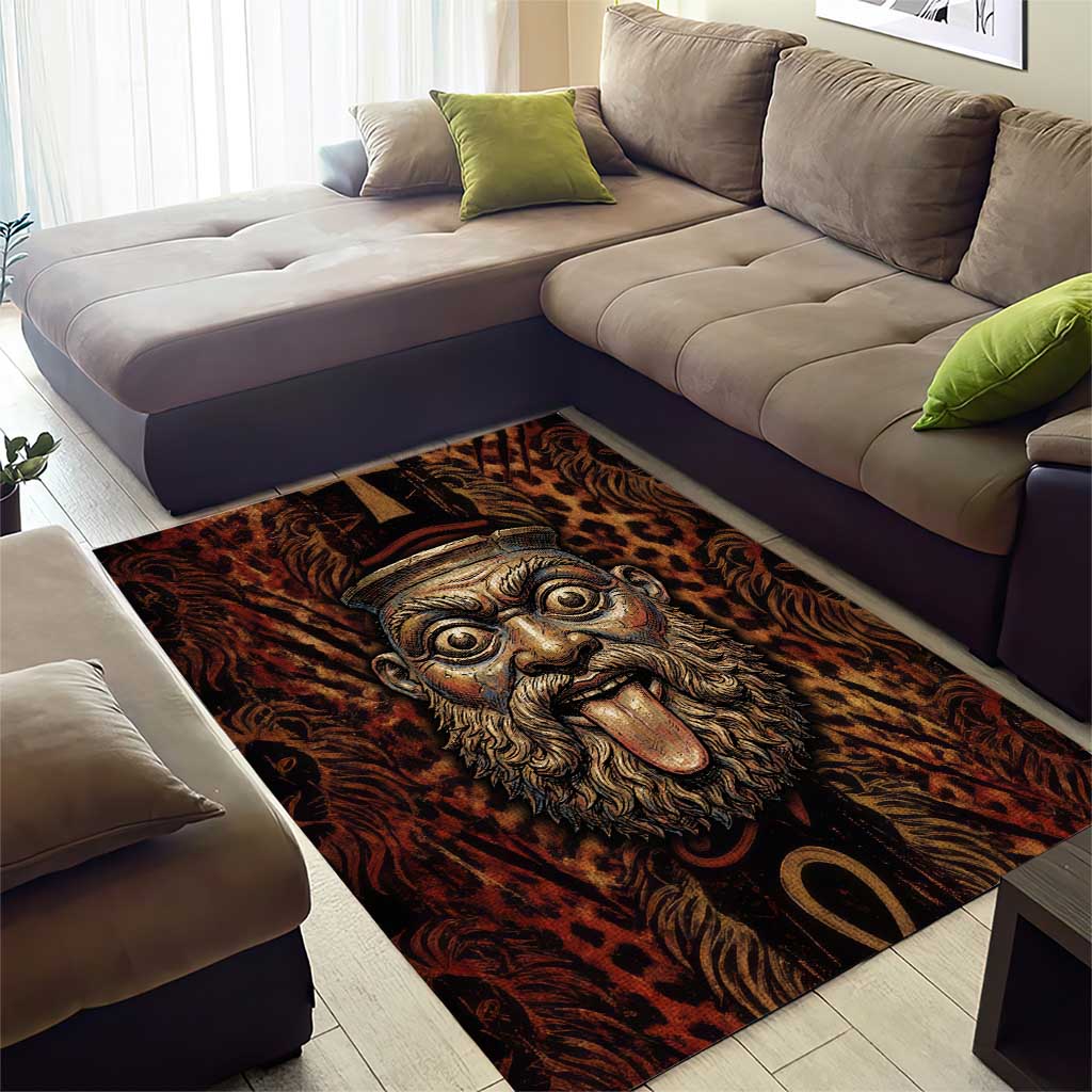 Bes Ancient Egyptian Area Rug with Leopard Print Ankh and Eye of Horus Egyptian Deity Tribute - African Pride