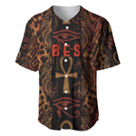 Bes Ancient Egyptian Baseball Jersey with Leopard Print Ankh and Eye of Horus Egyptian Deity Tribute - African Pride