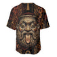 Bes Ancient Egyptian Baseball Jersey with Leopard Print Ankh and Eye of Horus Egyptian Deity Tribute - African Pride