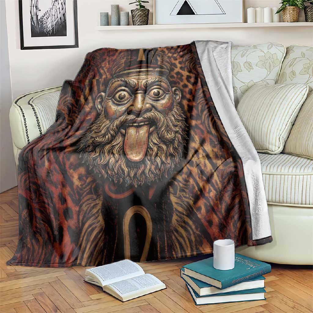 Bes Ancient Egyptian Blanket with Leopard Print Ankh and Eye of Horus Egyptian Deity Tribute - African Pride