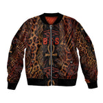 Bes Ancient Egyptian Bomber Jacket with Leopard Print Ankh and Eye of Horus Egyptian Deity Tribute - African Pride