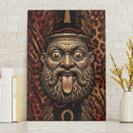 Bes Ancient Egyptian Canvas Wall Art with Leopard Print Ankh and Eye of Horus Egyptian Deity Tribute - African Pride