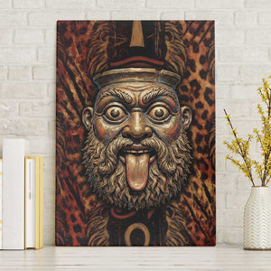 Bes Ancient Egyptian Canvas Wall Art with Leopard Print Ankh and Eye of Horus Egyptian Deity Tribute - African Pride