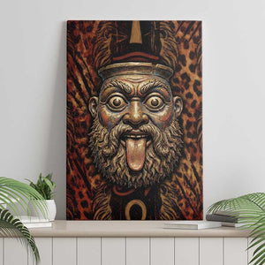 Bes Ancient Egyptian Canvas Wall Art with Leopard Print Ankh and Eye of Horus Egyptian Deity Tribute - African Pride