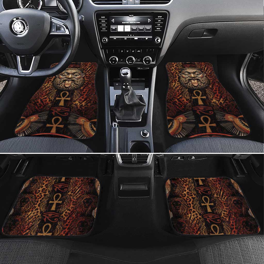 Bes Ancient Egyptian Car Mats with Leopard Print Ankh and Eye of Horus Egyptian Deity Tribute - African Pride