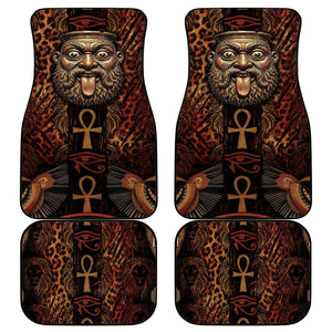 Bes Ancient Egyptian Car Mats with Leopard Print Ankh and Eye of Horus Egyptian Deity Tribute - African Pride