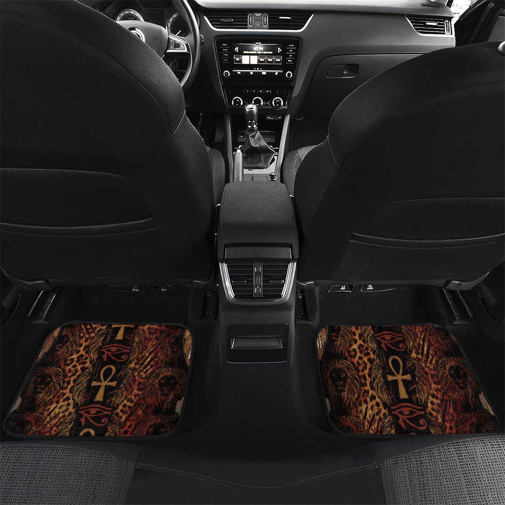 Bes Ancient Egyptian Car Mats with Leopard Print Ankh and Eye of Horus Egyptian Deity Tribute - African Pride