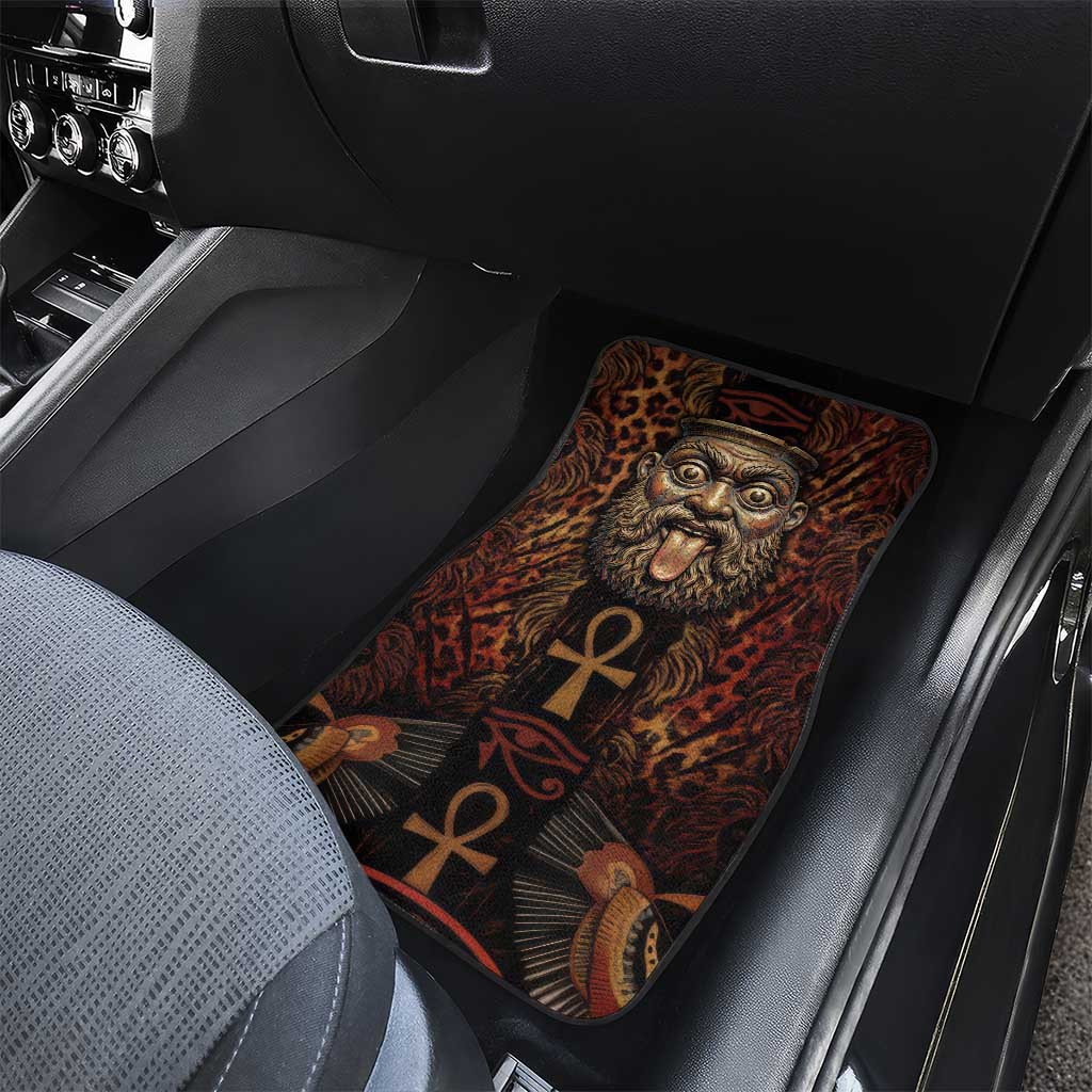 Bes Ancient Egyptian Car Mats with Leopard Print Ankh and Eye of Horus Egyptian Deity Tribute - African Pride