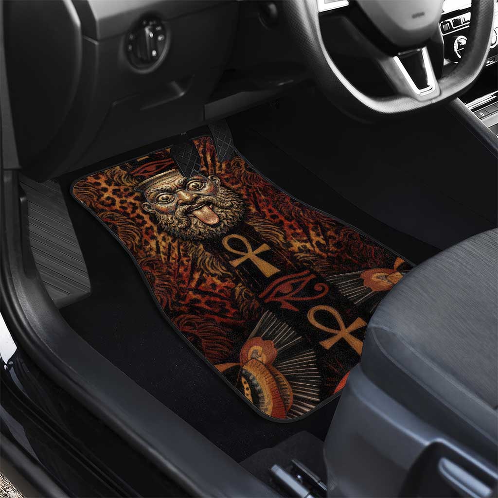 Bes Ancient Egyptian Car Mats with Leopard Print Ankh and Eye of Horus Egyptian Deity Tribute - African Pride