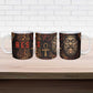 Bes Ancient Egyptian Ceramic Mug with Leopard Print Ankh and Eye of Horus Egyptian Deity Tribute - African Pride