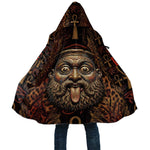 Bes Ancient Egyptian Cloak with Leopard Print Ankh and Eye of Horus Egyptian Deity Tribute - African Pride