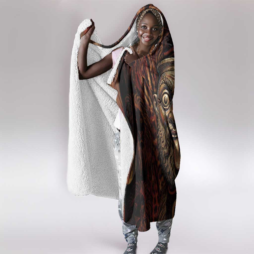 Bes Ancient Egyptian Hooded Blanket with Leopard Print Ankh and Eye of Horus Egyptian Deity Tribute - African Pride