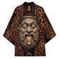 Bes Ancient Egyptian Kimono with Leopard Print Ankh and Eye of Horus Egyptian Deity Tribute - African Pride