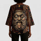 Bes Ancient Egyptian Kimono Sleeve Blouse with Leopard Print Ankh and Eye of Horus Egyptian Deity Tribute - African Pride