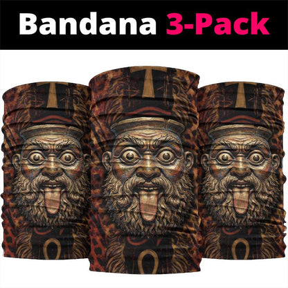 Bes Ancient Egyptian Neck Gaiter with Leopard Print Ankh and Eye of Horus Egyptian Deity Tribute - African Pride