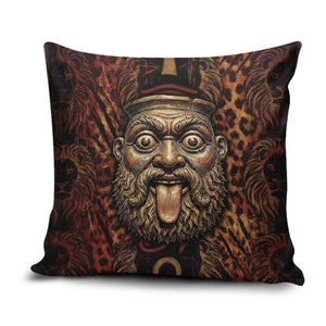 Bes Ancient Egyptian Pillow Cover with Leopard Print Ankh and Eye of Horus Egyptian Deity Tribute - African Pride