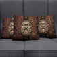 Bes Ancient Egyptian Pillow Cover with Leopard Print Ankh and Eye of Horus Egyptian Deity Tribute - African Pride