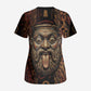 Bes Ancient Egyptian Scrub Top with Leopard Print Ankh and Eye of Horus Egyptian Deity Tribute - African Pride