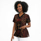 Bes Ancient Egyptian Scrub Top with Leopard Print Ankh and Eye of Horus Egyptian Deity Tribute - African Pride