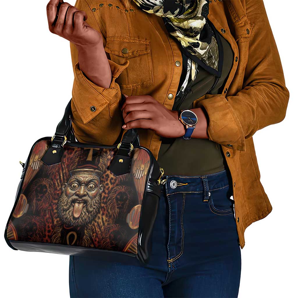 Bes Ancient Egyptian Shoulder Handbag with Leopard Print Ankh and Eye of Horus Egyptian Deity Tribute - African Pride