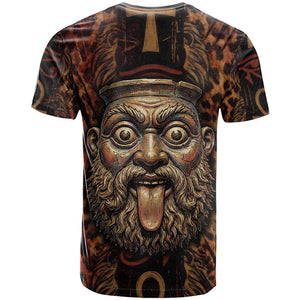 Bes Ancient Egyptian T shirt with Leopard Print Ankh and Eye of Horus Egyptian Deity Tribute - African Pride