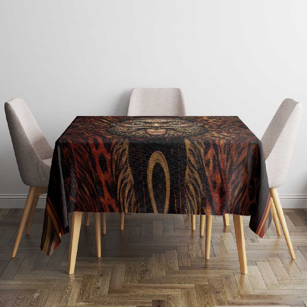 Bes Ancient Egyptian Tablecloth with Leopard Print Ankh and Eye of Horus Egyptian Deity Tribute - African Pride
