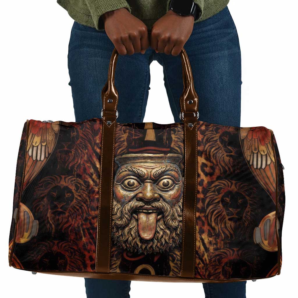 Bes Ancient Egyptian Travel Bag with Leopard Print Ankh and Eye of Horus Egyptian Deity Tribute - African Pride