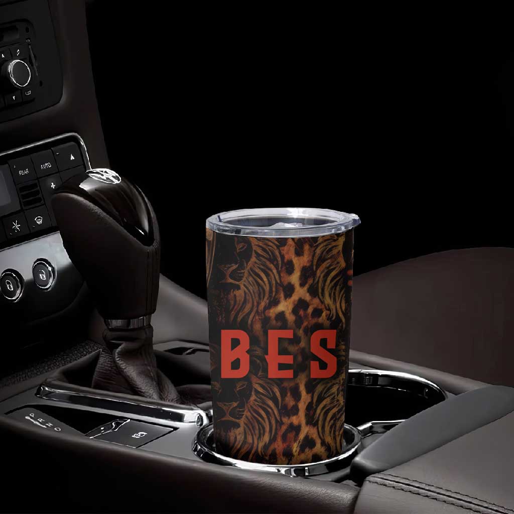 Bes Ancient Egyptian Tumbler Cup with Leopard Print Ankh and Eye of Horus Egyptian Deity Tribute - African Pride