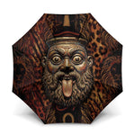Bes Ancient Egyptian Umbrella with Leopard Print Ankh and Eye of Horus Egyptian Deity Tribute - African Pride