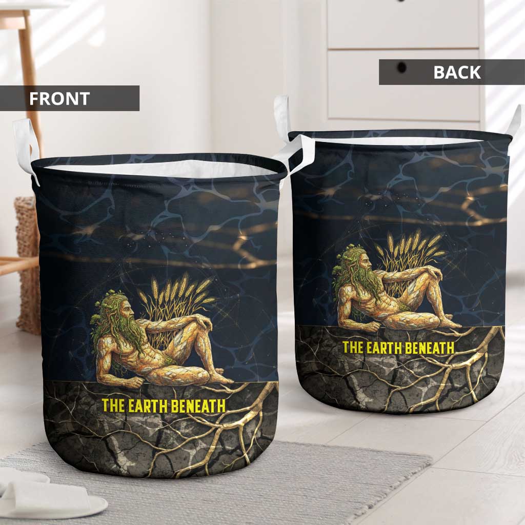 Geb Laundry Basket Ancient Egyptian Cracked Earth and Wheat Illustration Egyptian Earth God - African Pride