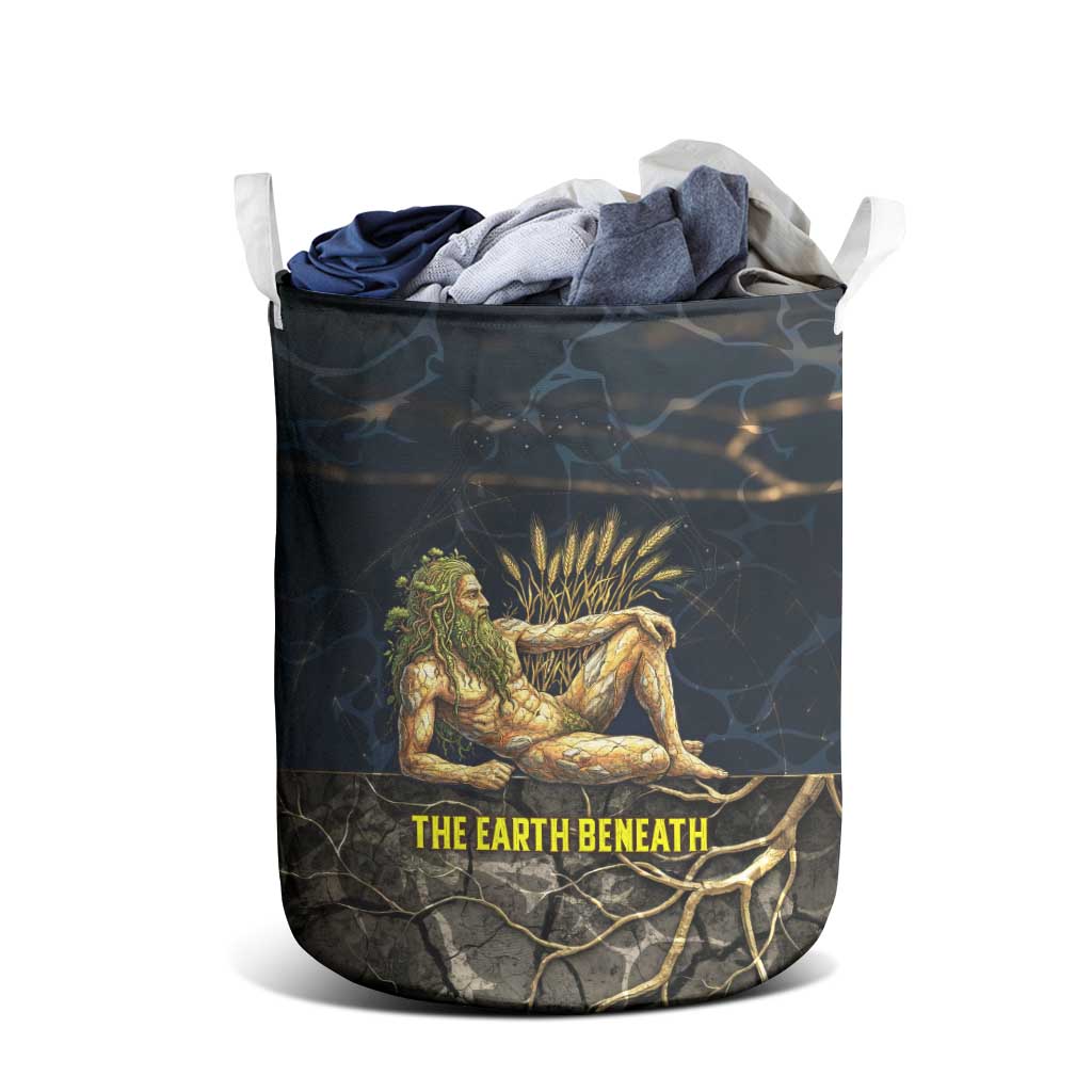 Geb Laundry Basket Ancient Egyptian Cracked Earth and Wheat Illustration Egyptian Earth God - African Pride