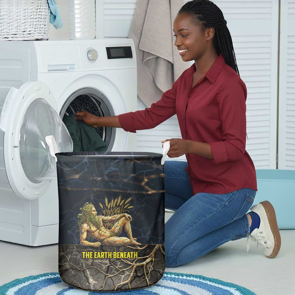 Geb Laundry Basket Ancient Egyptian Cracked Earth and Wheat Illustration Egyptian Earth God - African Pride