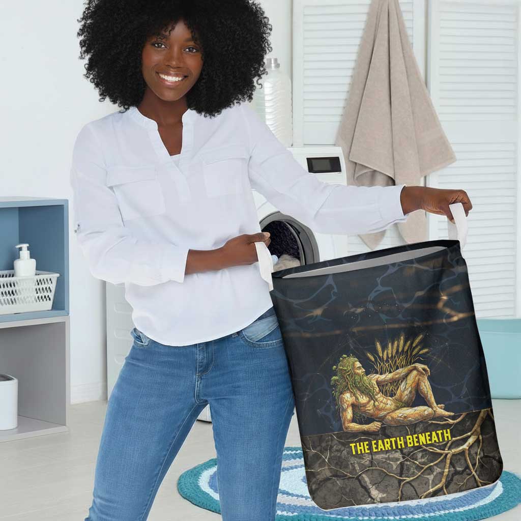 Geb Laundry Basket Ancient Egyptian Cracked Earth and Wheat Illustration Egyptian Earth God - African Pride