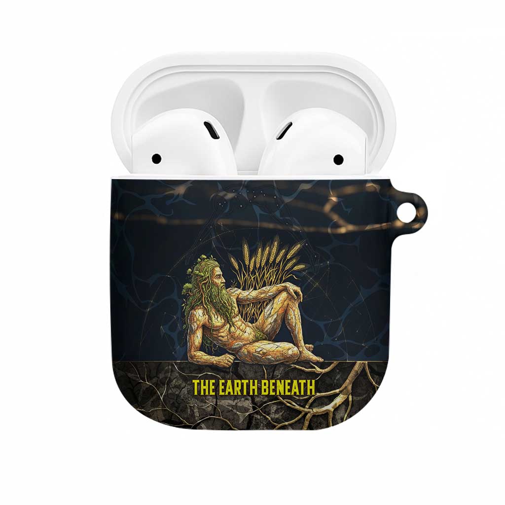 Geb AirPods Case Ancient Egyptian Cracked Earth and Wheat Illustration Egyptian Earth God - African Pride