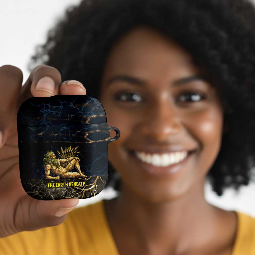 Geb AirPods Case Ancient Egyptian Cracked Earth and Wheat Illustration Egyptian Earth God - African Pride