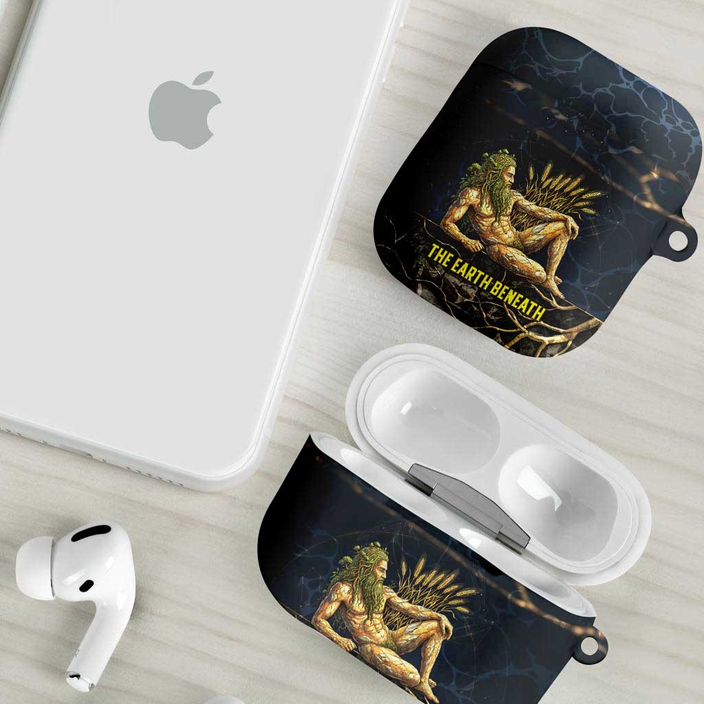 Geb AirPods Case Ancient Egyptian Cracked Earth and Wheat Illustration Egyptian Earth God - African Pride