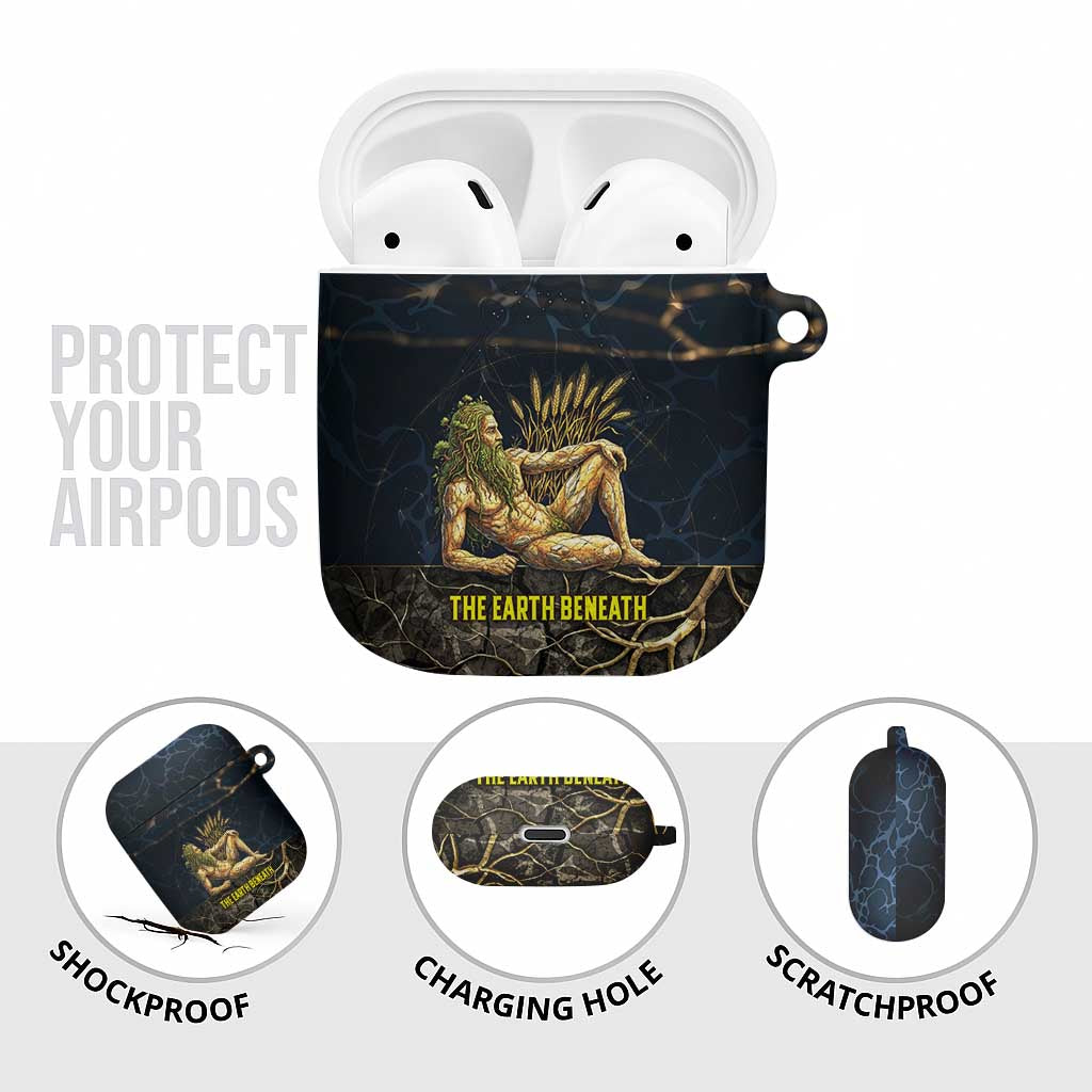 Geb AirPods Case Ancient Egyptian Cracked Earth and Wheat Illustration Egyptian Earth God - African Pride